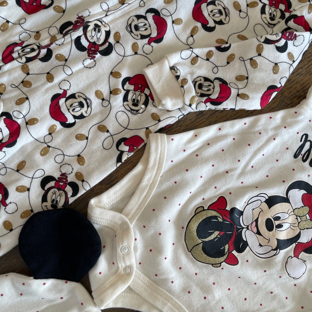 Disney Baby Mickey & Minnie Christmas 3-Piece Set 0–3M